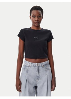 Calvin Klein Jeans T-Shirt LV047AB802 Czarny Regular Fit ze sklepu MODIVO w kategorii Bluzki damskie - zdjęcie 182653751