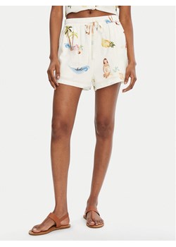 Seafolly Szorty materiałowe Isla Palm 55401-SH Écru Regular Fit ze sklepu MODIVO w kategorii Szorty - zdjęcie 182654402