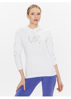 EA7 Emporio Armani Bluza 8NTM36 TJCQZ 0101 Biały Regular Fit ze sklepu MODIVO w kategorii Bluzy damskie - zdjęcie 182654720