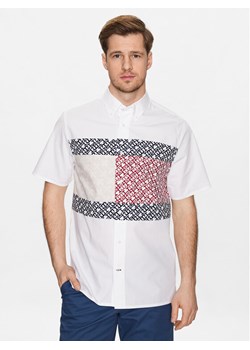 Tommy Hilfiger Koszula Monogram Blocking MW0MW30628 Biały Regular Fit ze sklepu MODIVO w kategorii Koszule męskie - zdjęcie 182654921