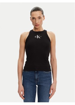 Calvin Klein Jeans Top Monologo J20J225301 Czarny Slim Fit ze sklepu MODIVO w kategorii Bluzki damskie - zdjęcie 182655670