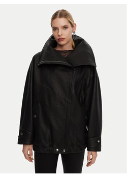 Dolce&Gabbana Kurtka skórzana F9S01L HULVN Czarny Oversize ze sklepu MODIVO w kategorii Kurtki damskie - zdjęcie 182656252