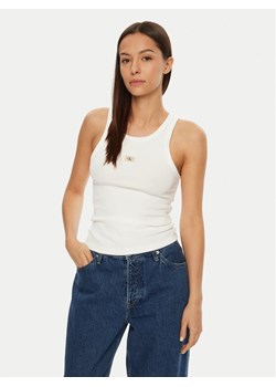 Calvin Klein Jeans Top J20J224762 Biały Slim Fit ze sklepu MODIVO w kategorii Bluzki damskie - zdjęcie 182656482