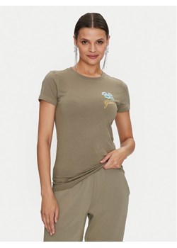 Guess T-Shirt Flowers W4YI30 J1314 Zielony Slim Fit ze sklepu MODIVO w kategorii Bluzki damskie - zdjęcie 182657242