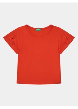 United Colors Of Benetton T-Shirt 3P4ZC10I4 Czerwony Slim Fit ze sklepu MODIVO w kategorii Bluzki dziewczęce - zdjęcie 182657273