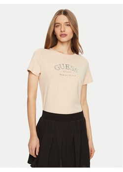 Guess T-Shirt V5RI16 J1314 Beżowy Regular Fit ze sklepu MODIVO w kategorii Bluzki damskie - zdjęcie 182657810