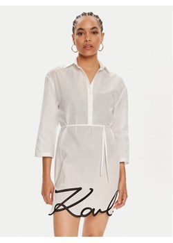 KARL LAGERFELD Sukienka plażowa 240W2205 Biały Regular Fit ze sklepu MODIVO w kategorii Odzież plażowa - zdjęcie 182659642