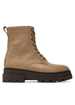 Tommy Hilfiger Botki Bicolor Leather Lace-Up FW0FW08160 Beżowy ze sklepu MODIVO w kategorii Botki - zdjęcie 182660604