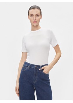 Calvin Klein T-Shirt Modal Rib Ss Tee K20K206404 Biały Slim Fit ze sklepu MODIVO w kategorii Bluzki damskie - zdjęcie 182660744