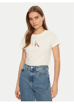 Calvin Klein Jeans T-Shirt Gradient J20J224982 Écru Slim Fit ze sklepu MODIVO w kategorii Bluzki damskie - zdjęcie 182660751