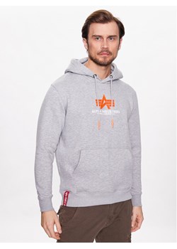 Alpha Industries Bluza Basic Hoody Rubber 178312RB Szary Regular Fit ze sklepu MODIVO w kategorii Bluzy męskie - zdjęcie 182661304