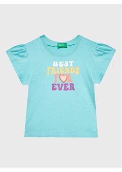 United Colors Of Benetton T-Shirt 3096G107Z Zielony Regular Fit ze sklepu MODIVO w kategorii Bluzki dziewczęce - zdjęcie 182661333