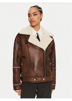 Elisabetta Franchi Kożuch CP-60A-46E2-V960 Brązowy Regular Fit ze sklepu MODIVO w kategorii Kożuchy - zdjęcie 182661514