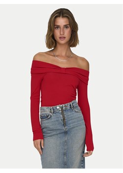 ONLY Bluzka Fayola 15339435 Czerwony Slim Fit ze sklepu MODIVO w kategorii Bluzki damskie - zdjęcie 182663374