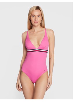 Tommy Hilfiger Strój kąpielowy Plunge-Rp UW0UW02700 Różowy ze sklepu MODIVO w kategorii Stroje kąpielowe - zdjęcie 182666631