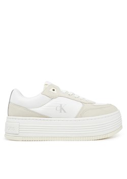 Calvin Klein Jeans Sneakersy Bold Flatf Low Lace Mix YW0YW01742 Biały ze sklepu MODIVO w kategorii Buty sportowe damskie - zdjęcie 182669213