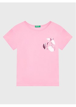 United Colors Of Benetton T-Shirt 3096C10AS Różowy Regular Fit ze sklepu MODIVO w kategorii Bluzki dziewczęce - zdjęcie 182670140