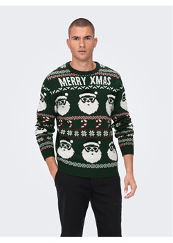Only & Sons Sweter Xmas Santa 22023994 Zielony Regular Fit ze sklepu MODIVO w kategorii Swetry męskie - zdjęcie 182671803