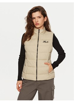 KARL LAGERFELD Bezrękawnik 246W1512 Beżowy Slim Fit ze sklepu MODIVO w kategorii Kamizelki damskie - zdjęcie 182671870