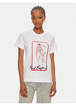 KARL LAGERFELD T-Shirt 245W1713 Biały Regular Fit ze sklepu MODIVO w kategorii Bluzki damskie - zdjęcie 182671934
