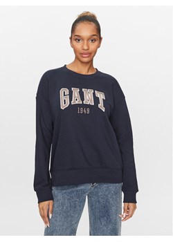 Gant Bluza Rel Logo C-Neck 4200725 Granatowy Relaxed Fit ze sklepu MODIVO w kategorii Bluzy damskie - zdjęcie 182672360