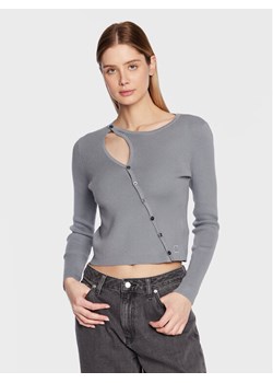 Calvin Klein Jeans Kardigan J20J220707 Szary Regular Fit ze sklepu MODIVO w kategorii Swetry damskie - zdjęcie 182673991
