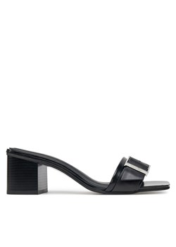 Calvin Klein Klapki Heel Mule 50 W/Buckle - Lth HW0HW02478 Czarny ze sklepu MODIVO w kategorii Klapki damskie - zdjęcie 182674363