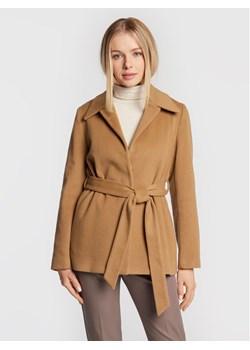 Calvin Klein Płaszcz wełniany K20K204154 Brązowy Regular Fit ze sklepu MODIVO w kategorii Płaszcze damskie - zdjęcie 182674534