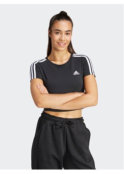 adidas T-Shirt Essentials 3-Stripes IR6111 Czarny Slim Fit ze sklepu MODIVO w kategorii Bluzki damskie - zdjęcie 182678252