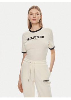 Tommy Hilfiger T-Shirt Monotype WW0WW41208 Beżowy Regular Fit ze sklepu MODIVO w kategorii Bluzki damskie - zdjęcie 182678371