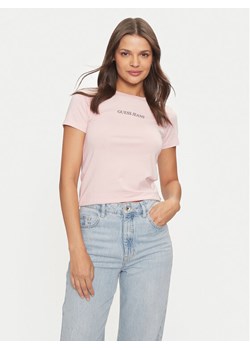 Guess Jeans T-Shirt W4YI01 J1314 Różowy Slim Fit ze sklepu MODIVO w kategorii Bluzki damskie - zdjęcie 182678454