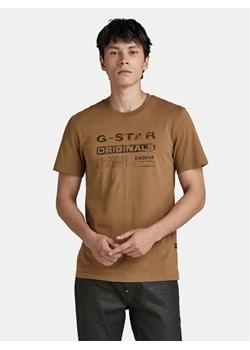 G-Star Raw T-Shirt Distressed D24420-336-7172 Brązowy Slim Fit ze sklepu MODIVO w kategorii T-shirty męskie - zdjęcie 182678903