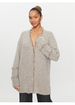 TWINSET Kardigan 232TT3231 Szary Loose Fit ze sklepu MODIVO w kategorii Swetry damskie - zdjęcie 182681403