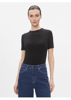 Calvin Klein T-Shirt Modal Rib Ss Tee K20K206404 Czarny Slim Fit ze sklepu MODIVO w kategorii Bluzki damskie - zdjęcie 182682144