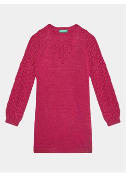 United Colors Of Benetton Sukienka dzianinowa 1UTKCV002 Różowy Regular Fit ze sklepu MODIVO w kategorii Sukienki dziewczęce - zdjęcie 182682541