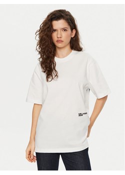 Karl Lagerfeld Jeans T-Shirt A1W17030 Biały Relaxed Fit ze sklepu MODIVO w kategorii Bluzki damskie - zdjęcie 182682970