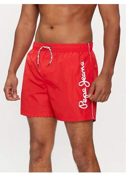 Pepe Jeans Szorty kąpielowe Logo Swimshort PMB10393 Czerwony Regular Fit ze sklepu MODIVO w kategorii Kąpielówki - zdjęcie 182683094