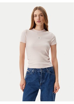 Calvin Klein Jeans T-Shirt J20J225245 Różowy Slim Fit ze sklepu MODIVO w kategorii Bluzki damskie - zdjęcie 182683200