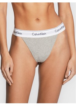 Calvin Klein Underwear Stringi 000QF7013E Szary ze sklepu MODIVO w kategorii Majtki damskie - zdjęcie 182683430