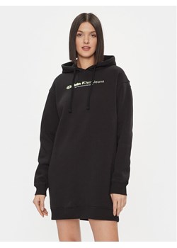 Calvin Klein Jeans Sukienka codzienna Double Ck Hoodie Dress J20J223257 Czarny Oversize ze sklepu MODIVO w kategorii Sukienki - zdjęcie 182684420