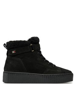 Tommy Hilfiger Sneakersy Faux Fur Nubuck Low Lace-Up FW0FW08172 Czarny ze sklepu MODIVO w kategorii Buty sportowe damskie - zdjęcie 182684750