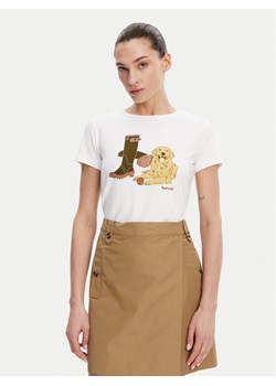 Barbour T-Shirt Rowen LTS0668WH11 Biały Regular Fit ze sklepu MODIVO w kategorii Bluzki damskie - zdjęcie 182685451