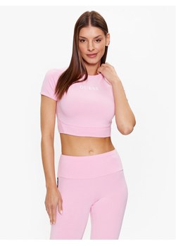 Guess Top V3RP16 KABR0 Różowy Slim Fit ze sklepu MODIVO w kategorii Bluzki damskie - zdjęcie 182685470