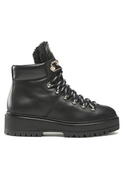 Tommy Hilfiger Botki Leather Outdoor Flat Boot FW0FW06725 Czarny ze sklepu MODIVO w kategorii Workery damskie - zdjęcie 182685792