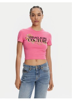 Versace Jeans Couture T-Shirt 78HAHC05 Różowy Slim Fit ze sklepu MODIVO w kategorii Bluzki damskie - zdjęcie 182686111