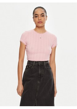 Tommy Jeans T-Shirt DW0DW19493 Różowy Slim Fit ze sklepu MODIVO w kategorii Bluzki damskie - zdjęcie 182686294