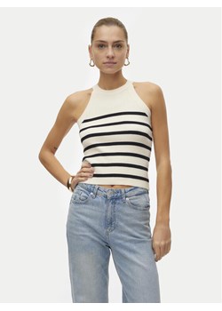 Vero Moda Top Saba 10306826 Beżowy Slim Fit ze sklepu MODIVO w kategorii Bluzki damskie - zdjęcie 182686683