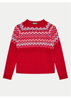 United Colors Of Benetton Sweter 1176Q107K Czerwony Regular Fit ze sklepu MODIVO w kategorii Swetry dziewczęce - zdjęcie 182686984