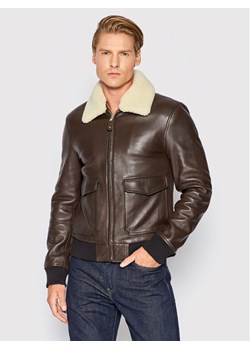 Serge Pariente Kurtka skórzana Style 18 Brązowy Regular Fit ze sklepu MODIVO w kategorii Kurtki męskie - zdjęcie 182688863