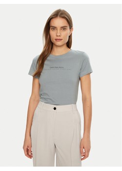 Calvin Klein Jeans T-Shirt Institutional Graphic J20J224990 Szary Slim Fit ze sklepu MODIVO w kategorii Bluzki damskie - zdjęcie 182688912